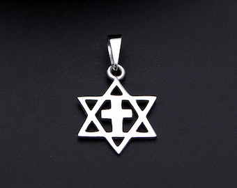 Sterling Silver Star of David Cross Pendant – Messianic Interfaith Jewelry