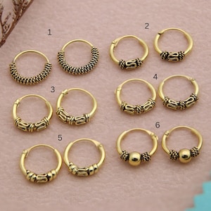 Oxidized 925 Sterling Silver Bali Hoop Earring – Tribal Handmade Ear Hoop – Vintage Style Sterling Silver Jewelry -Ear ,Cartilage Stackable
