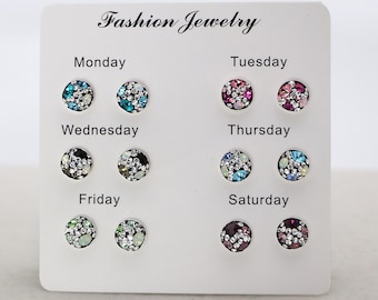 Pendientes de cristal – Plata de ley 925, diamantes de imitación Swarovski (8 mm)