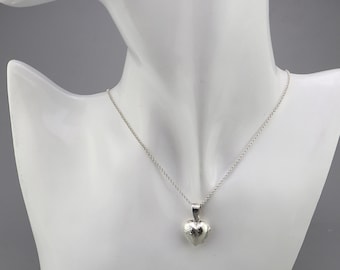 Silver Heart Flower Engraved Locket , For Keepsake of Memories , Personalized Jewelry