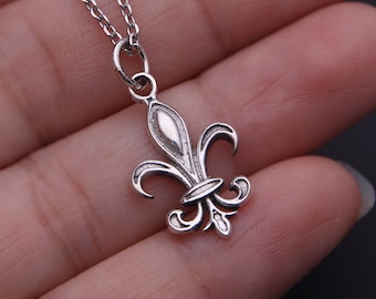 Colgante de flor de lis de plata de ley – Collar heráldico francés
