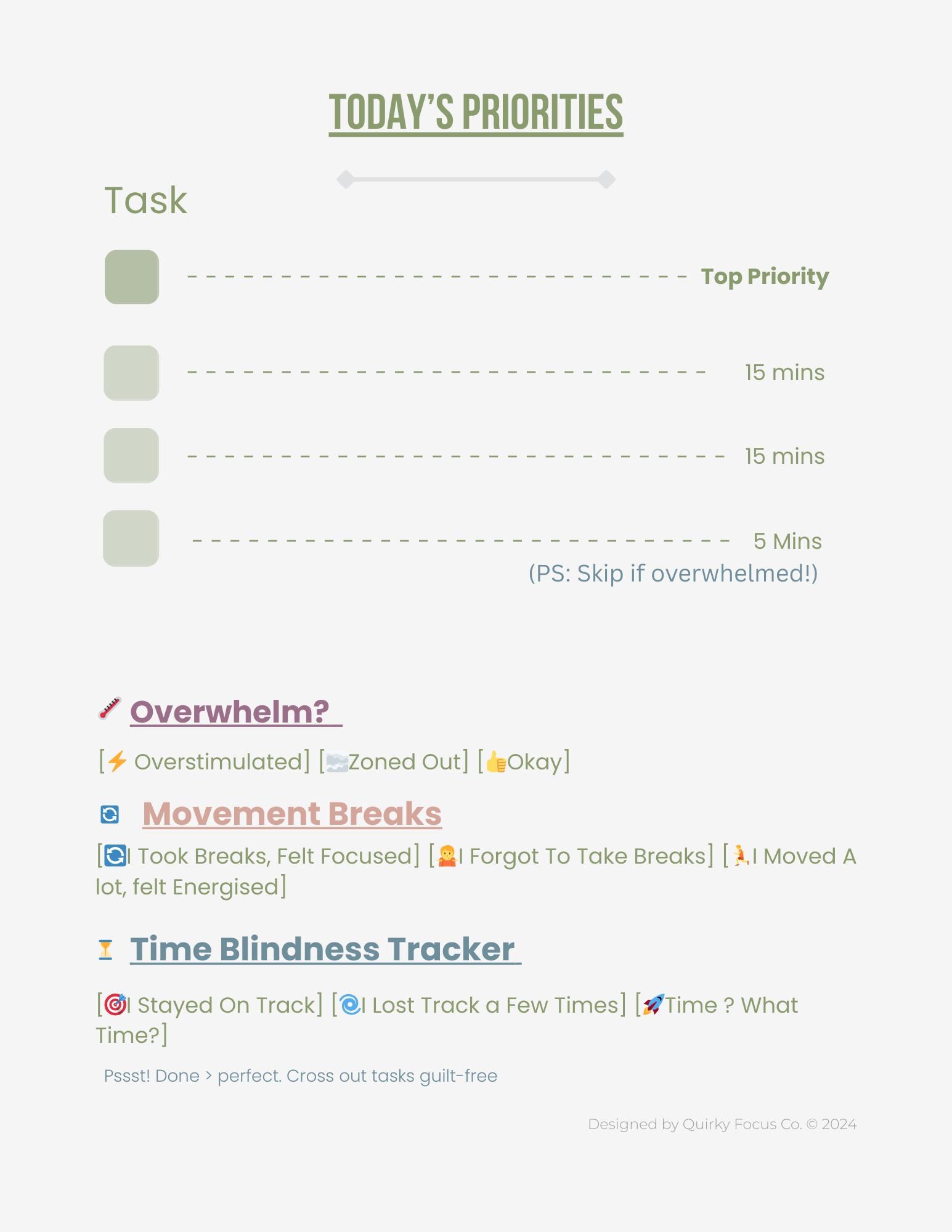 ADHD Planner Printable | Time Blindness & Energy Tracker | Digital PDF ...