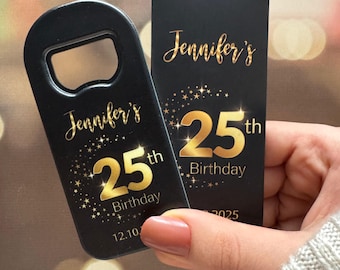 Personalisierter Magnet Flaschenöffner: Schwarz & Gold Gastgeschenke