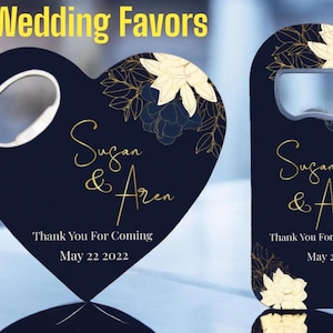 Personalized Wedding Bottle Opener & Magnet, Wedding Favors for Guests in Bulk