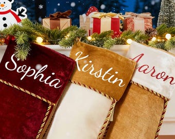 2025 Custom Velvet Christmas Stocking With Name,Personalized Family Stocking With Tassel,Holiday Stocking,Christmas Gift