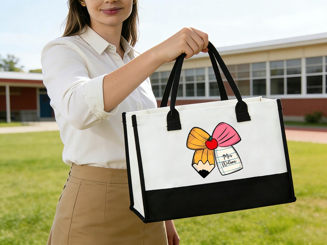 Personalized Teacher Tote Bag, Back to School Gifts, Custom Name Work ...