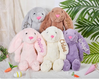 Custom Embroidered Plush Bunny,2026 Easter Baby Gifts,Soft Plush Toy,Baby Shower Gift