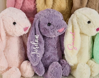 Custom Stuffed Animal,Easter Gift,Toddler Gift,Plush Bunny with Name Embroidered,Nursery Decor,Baby Shower Gift,Newborn Gift