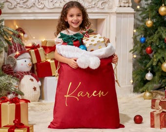 2025 Personalized Large Santa Sack,Christmas Family Santa Bag,Stocking Sack with Name,Christmas Gift Bag,Holiday Gift Bag,Santa for Kids