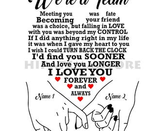 Custom Name We Are A Team Promise Hand In Hand - Couple Matching Shirt PNG - Friendship Teamwork PNG - Love Couple PNG - Personalized Name
