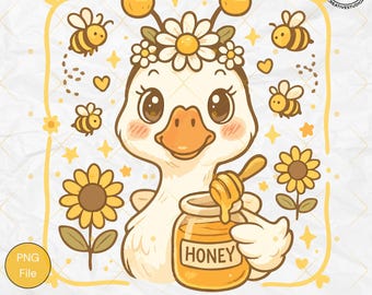Kawaii Bee Goose PNG: Spring Sublimation Clipart (Digital Download