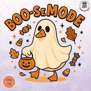 Funny Halloween Duck PNG | Cute Ghost Duck Sublimation Design | Boo-se Mode Fall Clipart | Kawaii Spooky Shirt Design for Kids & Adults