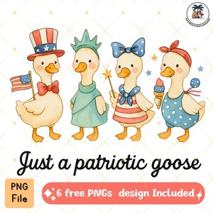 Just a Patriotic Goose, Cute 4th of July Goose PNG, Independence Day Clipart Bundle, Goose Clip Art, USA Goose Shirt Design
