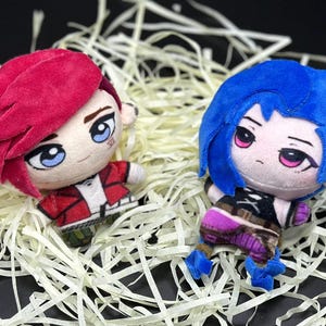 Arcane Jinx 10cm Doll,Vi 10cm Plush,League of legend Jinx Doll, Custom Jinx Doll,Gift For Jinx Fans