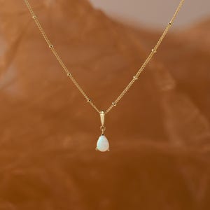 Dainty Rainbow Opal Pendant Necklace, Teardrop Opal Pendant Necklace, Gold Plated Necklace, Necklace for Women, Gift for Her, Christmas Gift