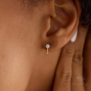Minimalist CZ Diamond Stud Earrings in Sterling Silver, Gold Plated Stud Earring, Gold Diamond Studs, Sterling Silver Earring, Gifts for Her