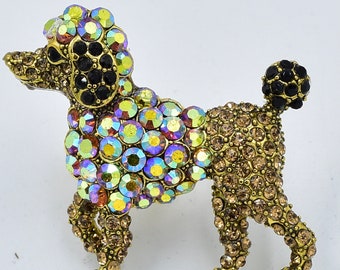 Rhinestone Poodle Dog Ring Pet Jewelry Big Gold Dog Adjustable Ring