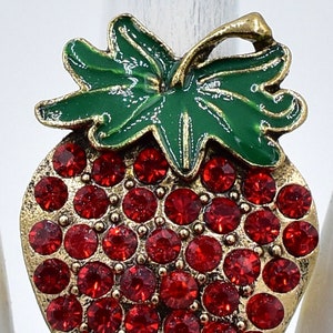 Rhinestone Strawberry Ring Gold Ring Summer Jewelry Adjustable Ring