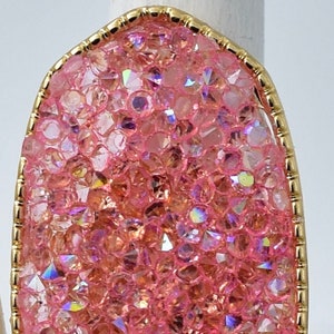 Pink Sparkle Ring Aurora Borealis Rhinestones Geometric Ring Adjustable Ring