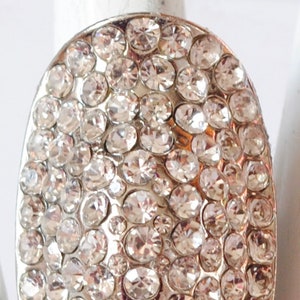 Rhinestone Cocktail Ring Silver Ring  Gift For Women Big Ring  Adjustable Ring