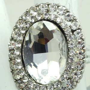 Anello da cocktail ovale con strass trasparenti, piccolo anello, regalo per lei, anello regolabile