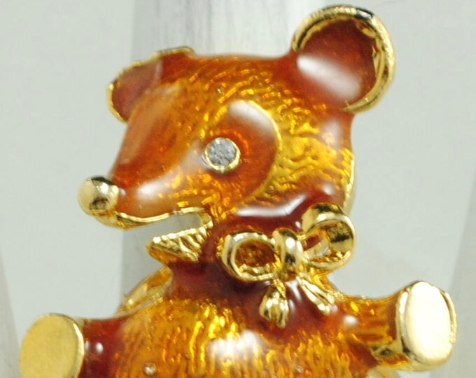 Teddy Bear Ring/amber/gold/statement Ring/fun Ring/teddy Bear Lovers