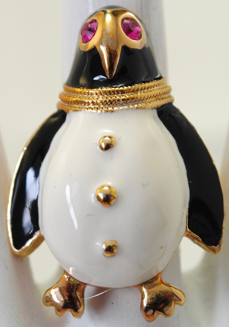 Pinguin Ring schwarz & weiß Urlaub Schmuck verstellbaren Ring | Etsy