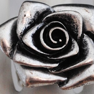 Silver Rose Ring Flower Ring Gift For Her Adjustable Ring image 4