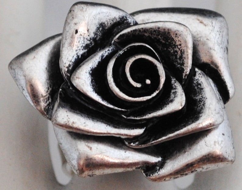 Silver Rose Ring Flower Ring Gift For Her Adjustable Ring image 4