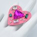 Pink Heart Ring With Rhinestones Valentine's Day Gift Adjustable Ring ...