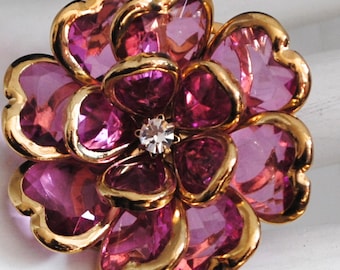 Pink Flower Ring Translucent Ring Gift For Her Gold Ring Adjustable Ring