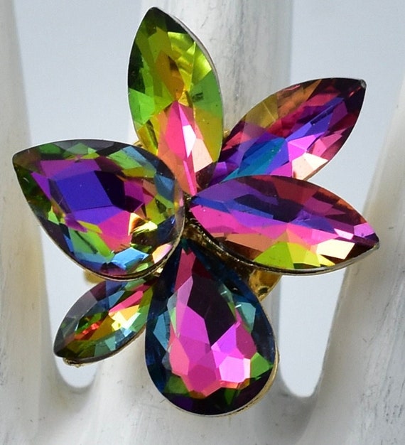 Rainbow rhinestone ring discount