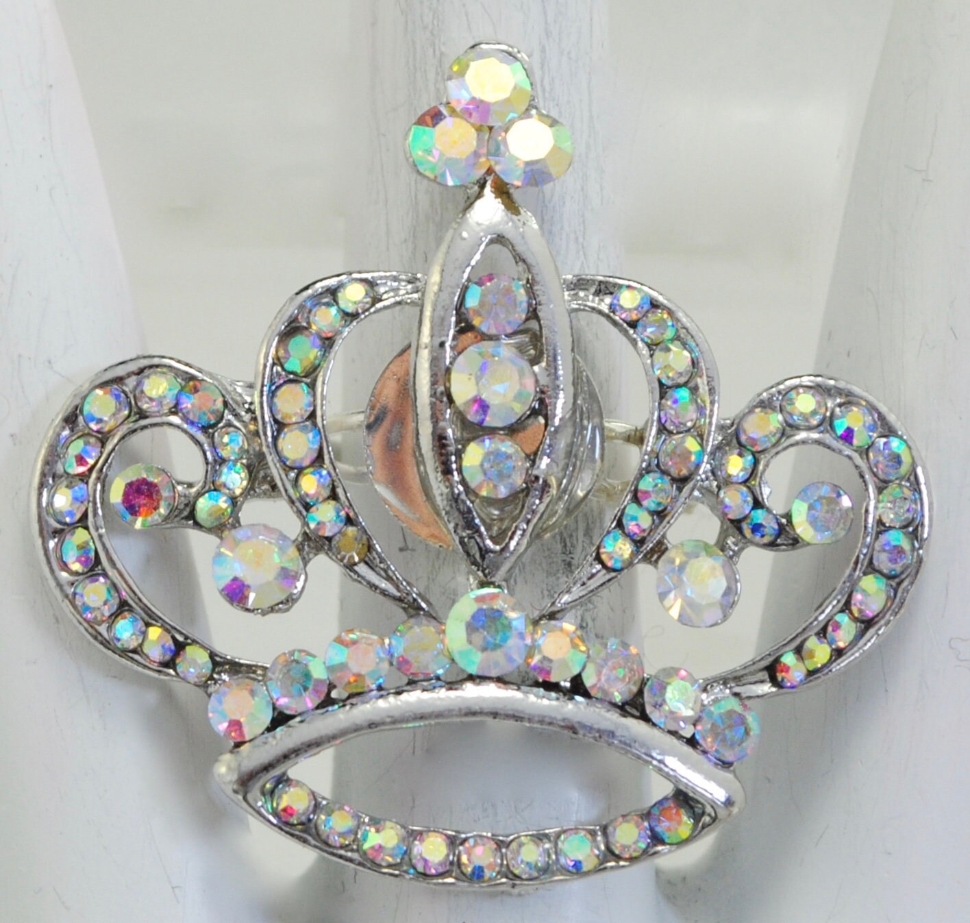 Crown Ring  AB Rhinestones,Silver Ring Gift For Her Adjustable, Ring