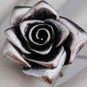 Silver Rose Ring Flower Ring Gift For Her Adjustable Ring image 3