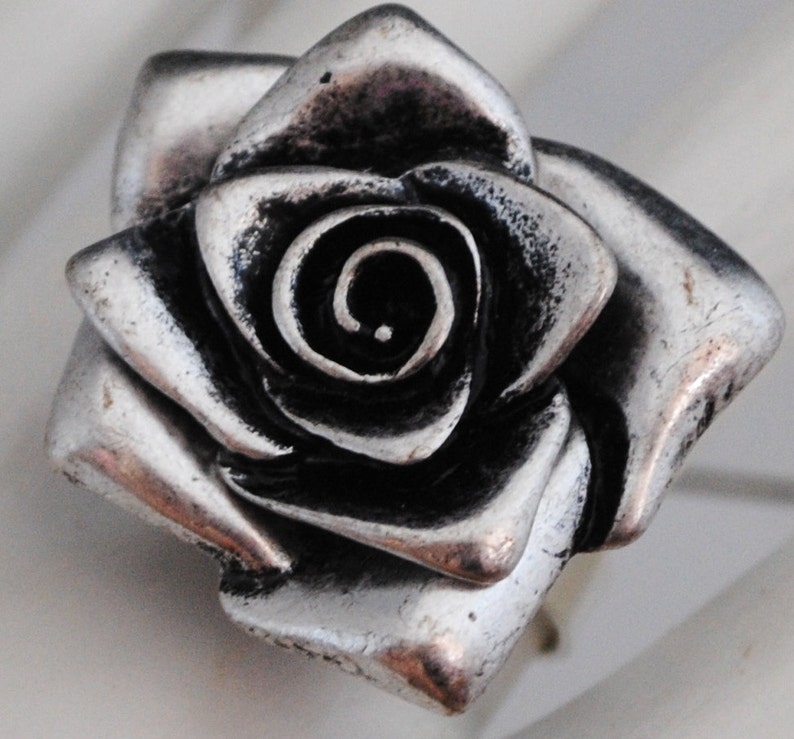 Silver Rose Ring Flower Ring Gift For Her Adjustable Ring image 3