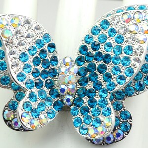 Big  Butterfly Ring Blue Rhinestones Gift For Her Nature Jewelry Adjustable  Ring