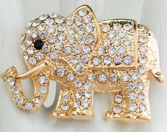 Anillo de elefante dorado con diamantes de imitación, anillo ajustable con forma de animal.
