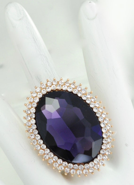 Amethyst Purple 1960's Statement Cocktail Ring – Vintage by Misty