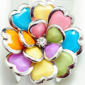 Multicolor  Flower Ring Gift For Women Summer Jewelry Silver Ring  Adjustable Ring
