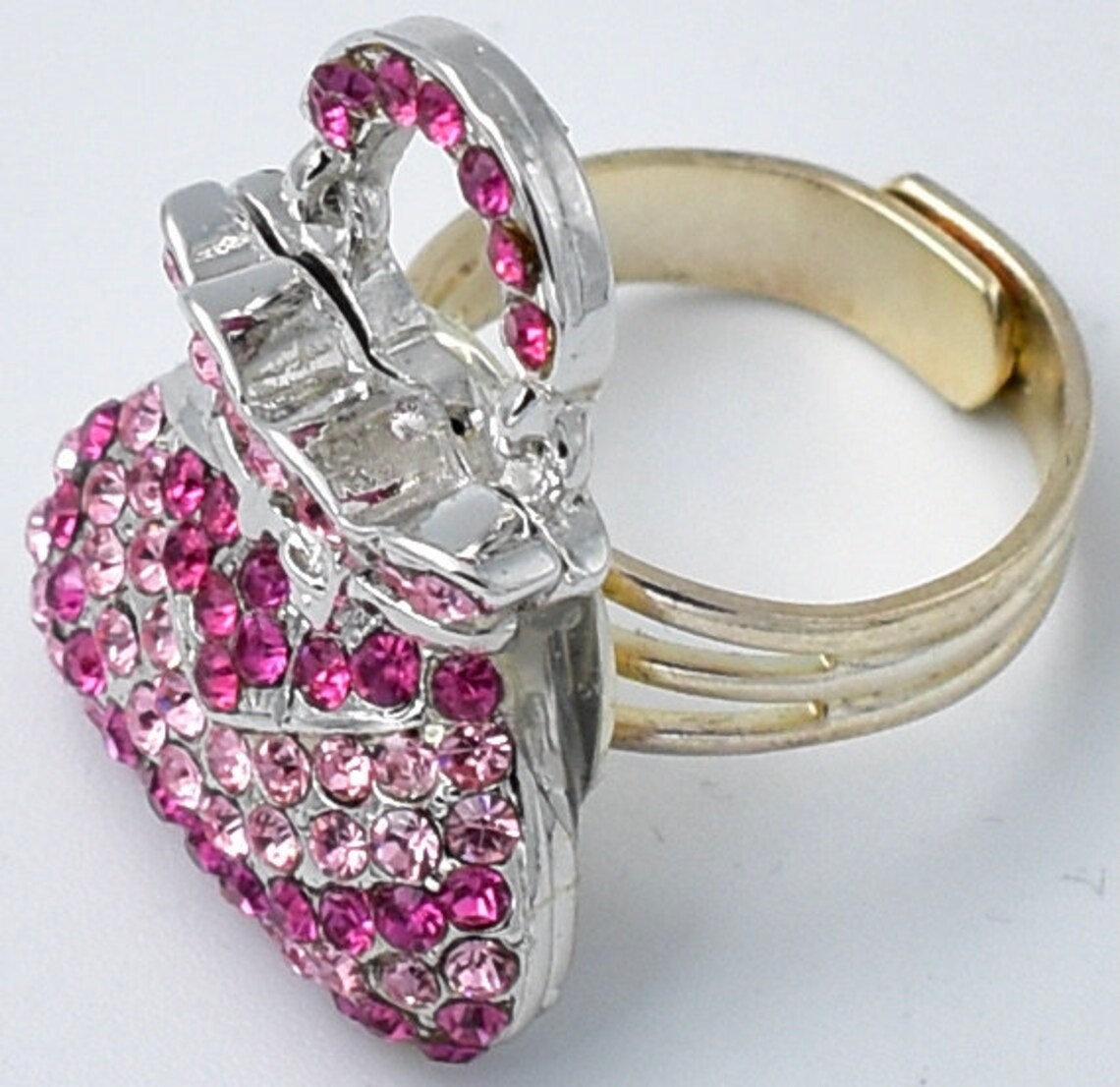 Pink Rhinestone Purse Ring Silver Ring Gift For Women Etsy