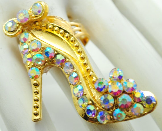 Gold high clearance heels with rhinestones