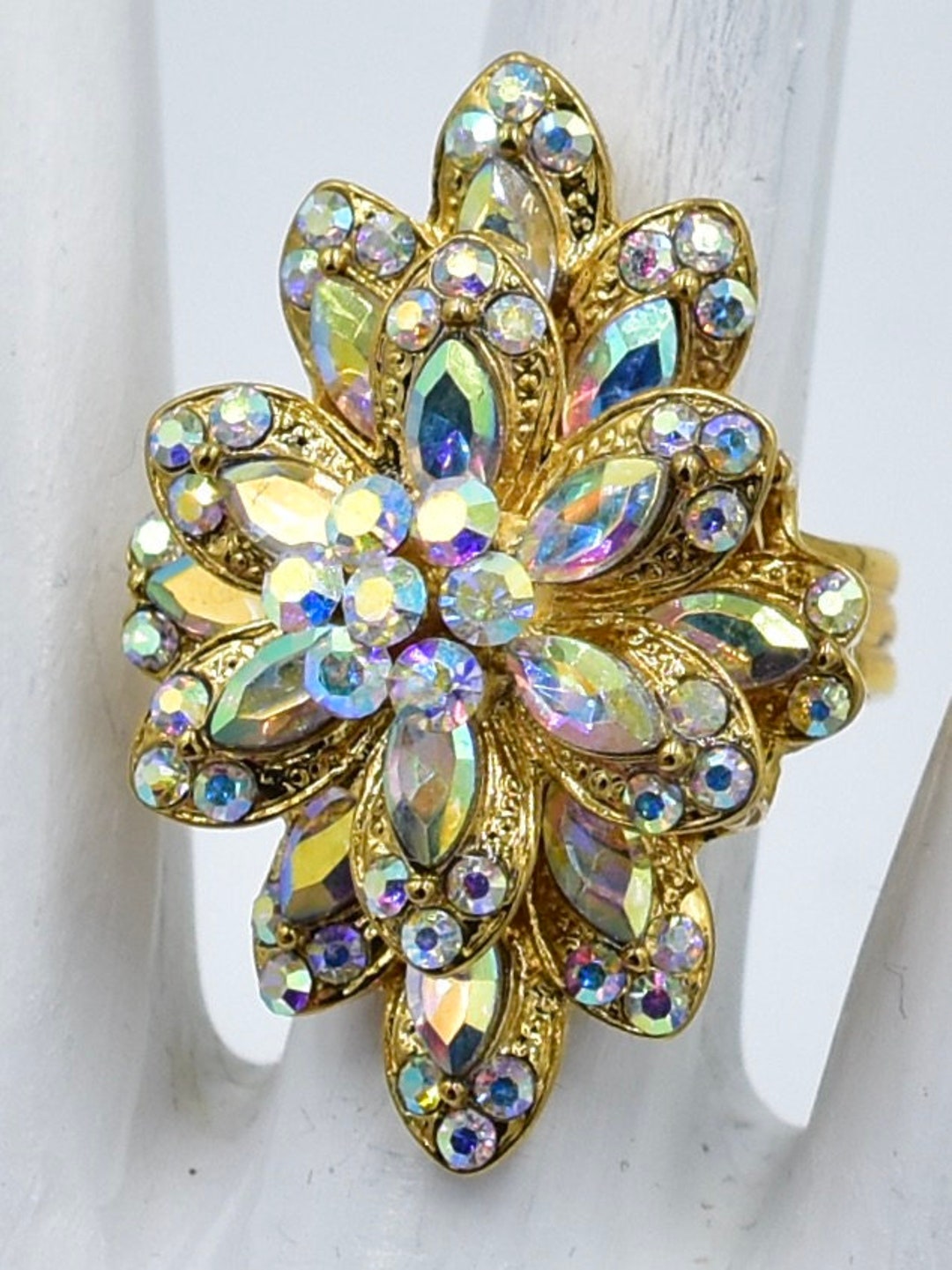 Gold Rhinestone Ring Wedding Jewelry Gift for Women Adjustable Ring - Etsy