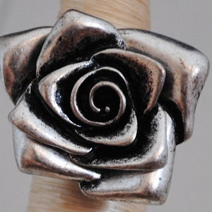Silver Rose Ring Flower Ring Gift For Her Adjustable Ring image 1