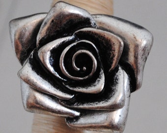 Anillo de rosa de plata Anillo de flores Regalo para su anillo ajustable