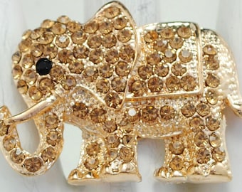 Anillo de elefante con diamantes de imitación dorados, joyería animal ajustable