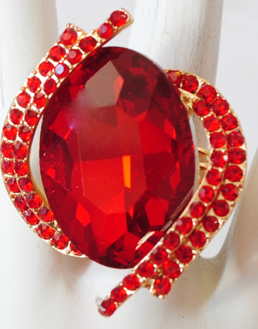 Red Cocktail Crest Ring