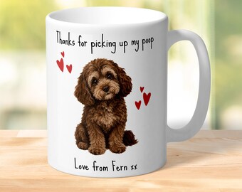Taza y posavasos personalizados de agradecimiento de parte de tu perro / Cuidando al perro / Dueño de mascota / Regalo para perros / ¡Recogiendo mi caca!
