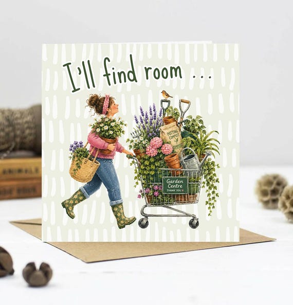 Plant Addict Card and Coaster | Gift for gardener allotment or plant lover | Always room for more plants!