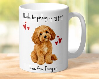 Taza y posavasos personalizados de agradecimiento de parte de tu perro / Cuidando al perro / Dueño de mascota / Regalo para perros / ¡Recogiendo mi caca!