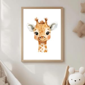 Baby Giraffe Nursery Wall art decor, Jungle theme, Zoo animals, Safari Nursery Decor Print, Boho Baby Animal, Nursery Gift, Digital Download